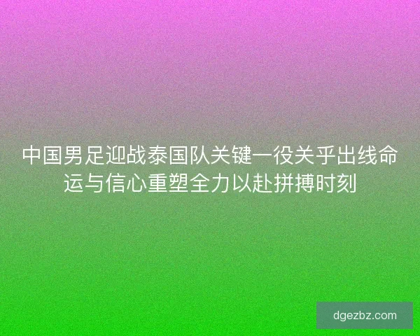 中国男足迎战泰国队关键一役关乎出线命运与信心重塑全力以赴拼搏时刻