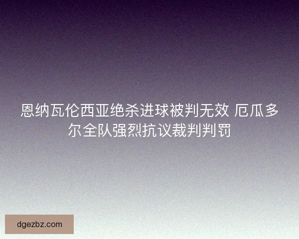 恩纳瓦伦西亚绝杀进球被判无效 厄瓜多尔全队强烈抗议裁判判罚