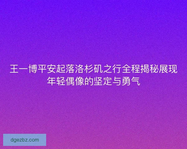 王一博平安起落洛杉矶之行全程揭秘展现年轻偶像的坚定与勇气 王一博平安起落洛杉矶之行全程揭秘展现年轻偶像的坚定与勇气