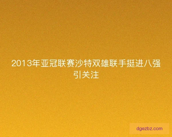2013年亚冠联赛沙特双雄联手挺进八强引关注